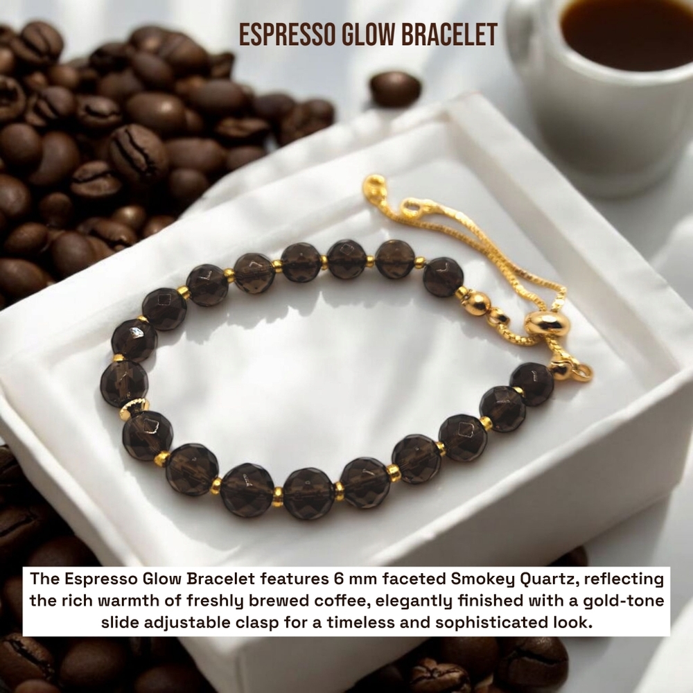 6 mm Faceted Smokey Quartz Slide Clasp Bracelet